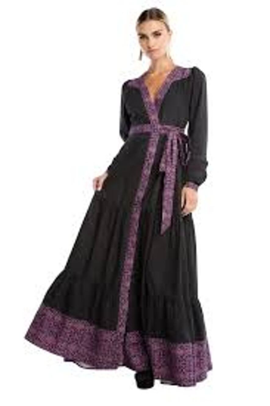 NWT Allison Maxi Wrap Dress Statement Wedding Guest Fall Winter Boho Womens XS